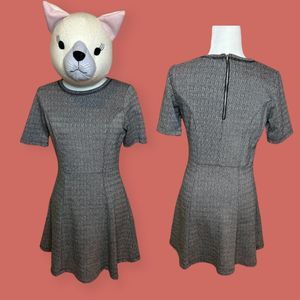 🖤 DALIA SKATER FIT AND FLARE TWEED BLACK WHITE MINI DRESS SIZE 6